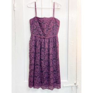 Adolfo Dominguez Dress Purple Lace Strap Dress || Size 38